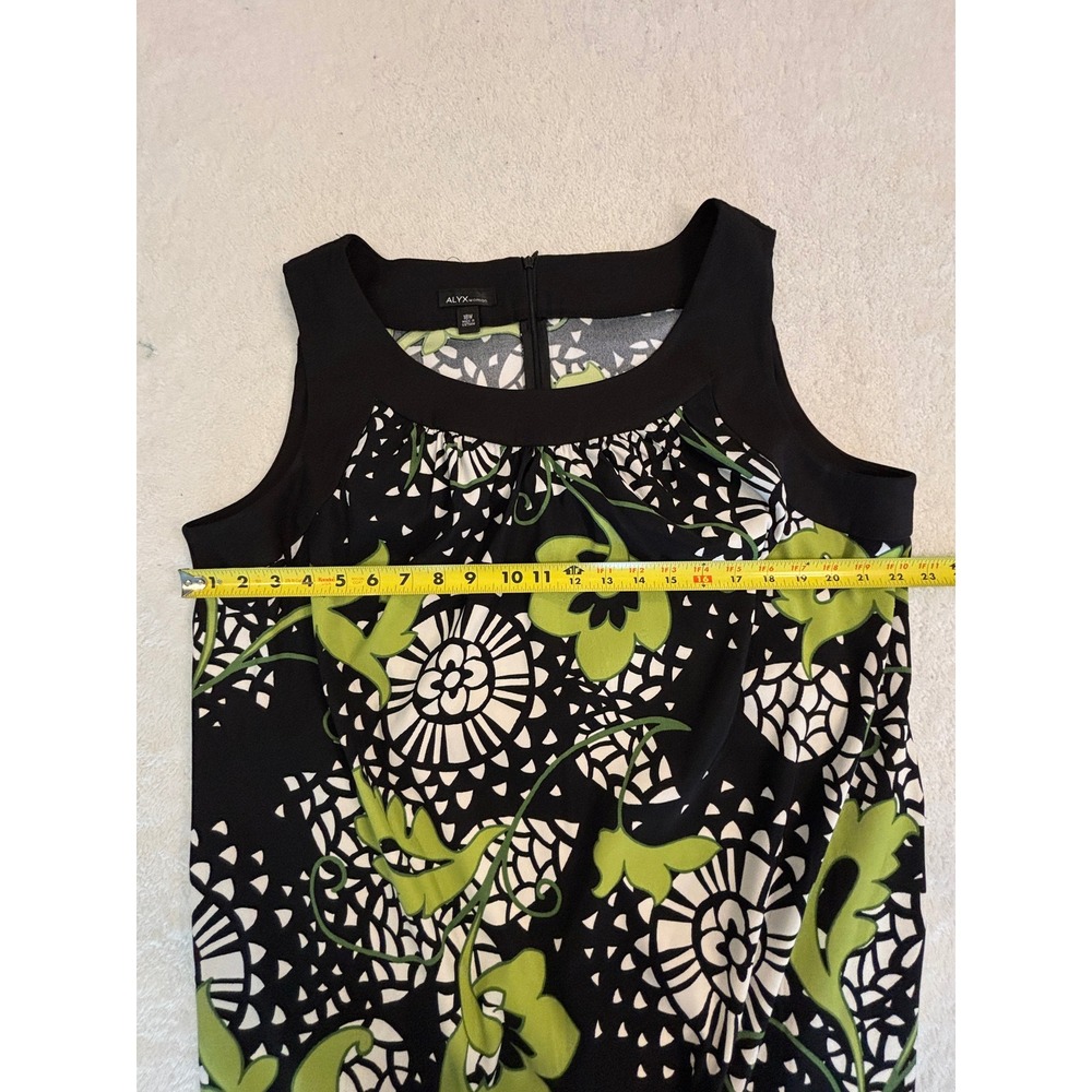 Alyx Woman Dress 18W Black Green White Floral Geometric Sleeveless Sheath Shift - Picture 4 of 5